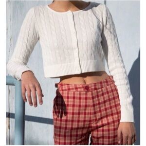 Brandy Melville Athelia Cable Knit Crop Cardigan in pink